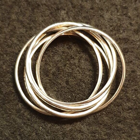 Elegant Vintage 925 Sterling Silver Interlocking 5-Band Ring – Size 9.5 – 5.75g - Picture 1 of 14
